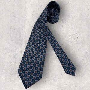 CHRISTIAN DIOR Blue/Gray Geometric Floral Silk LUXURY Tie ITALY